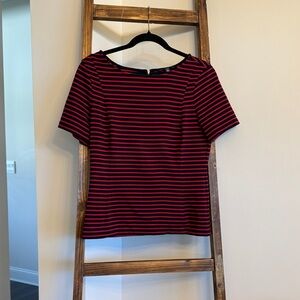 Banana Republic Navy and Red Striped Blouse